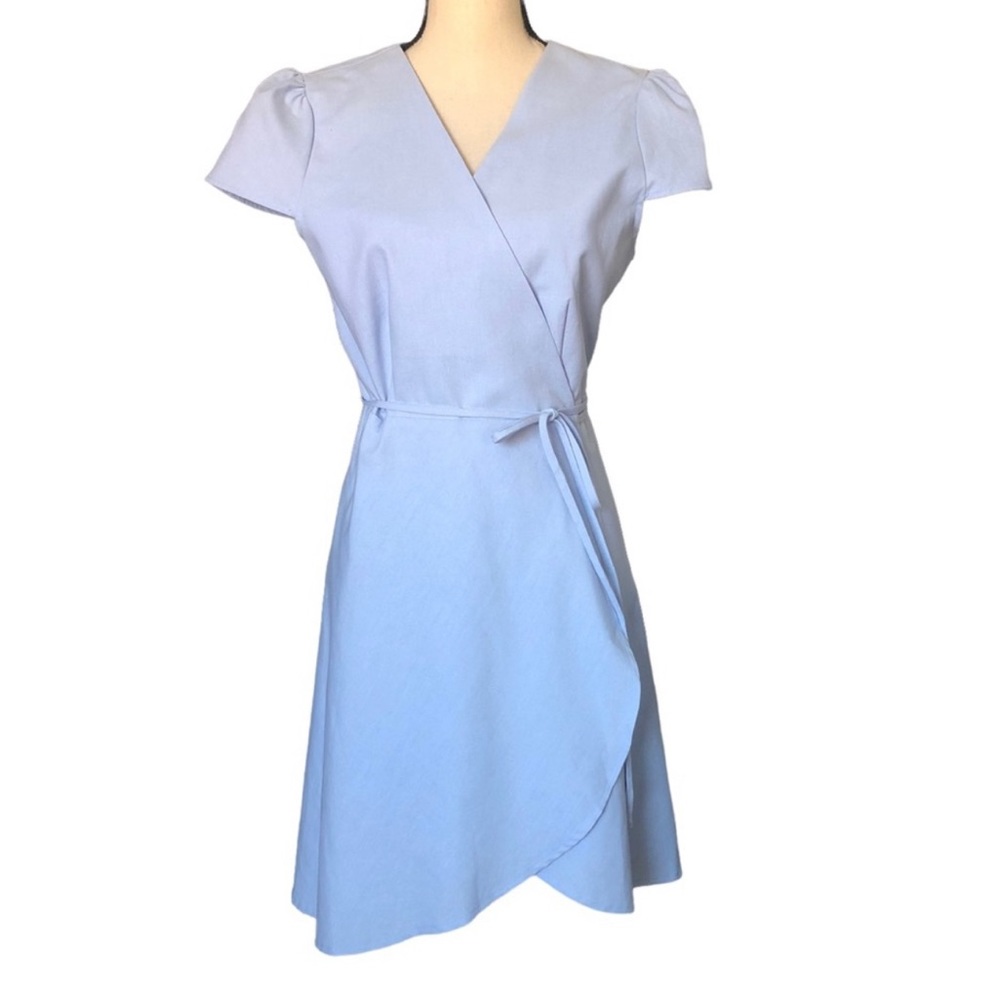 TO MARKET DRESS IN PALE BLUE LINEN LOOK - Picture 1 of 6